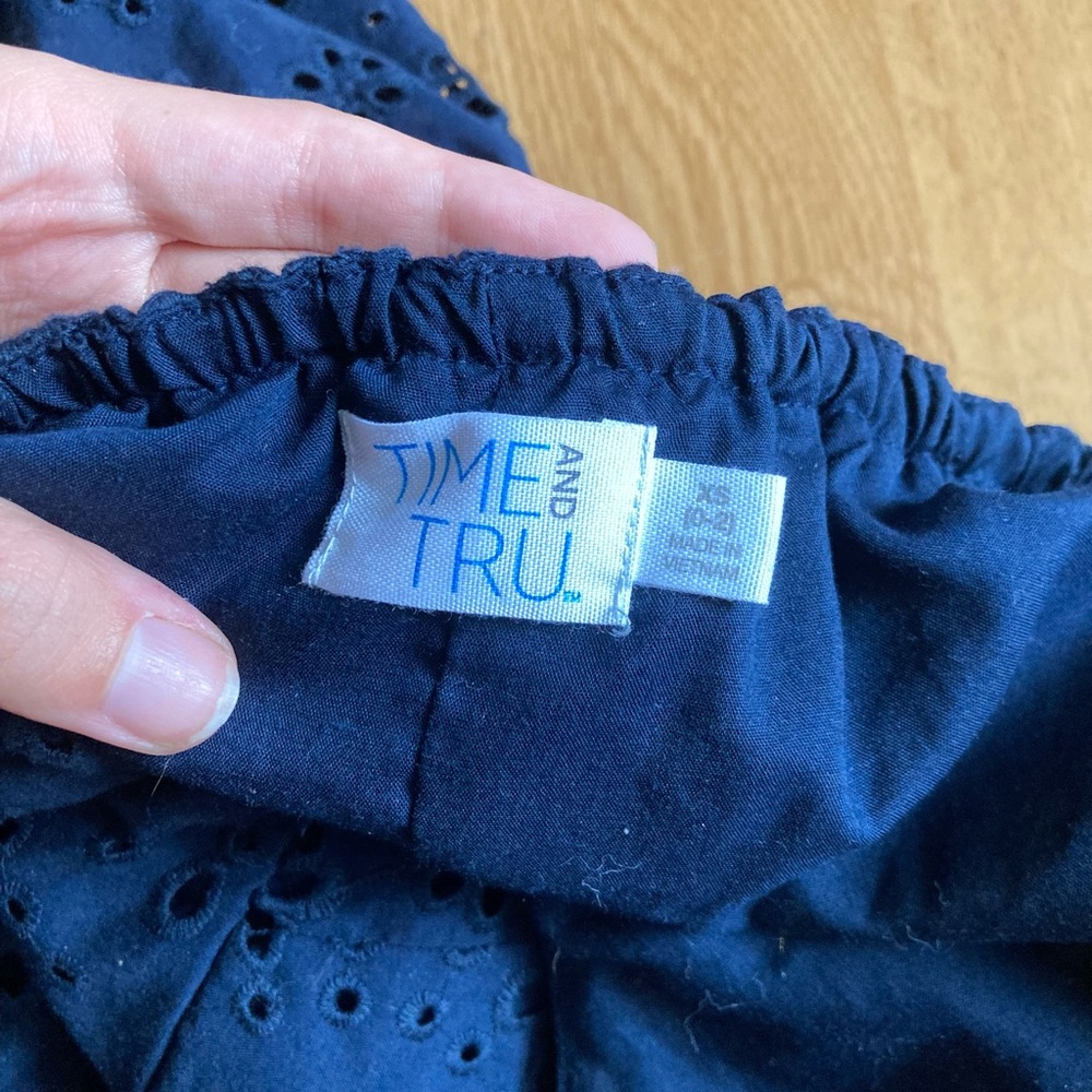 NWOT Time and Tru Navy Blue Eyelet Dress - Picture 6 of 6